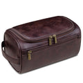 Premium Large PU Leather Waterproof Travel Toiletry Bag Brown 25x13x13cm