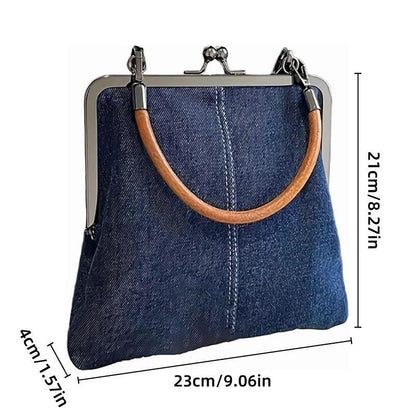 Denim Crossbody Bag Women - Handmade Dark Blue Tote