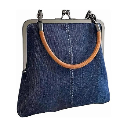 Denim Crossbody Bag Women - Handmade Dark Blue Tote