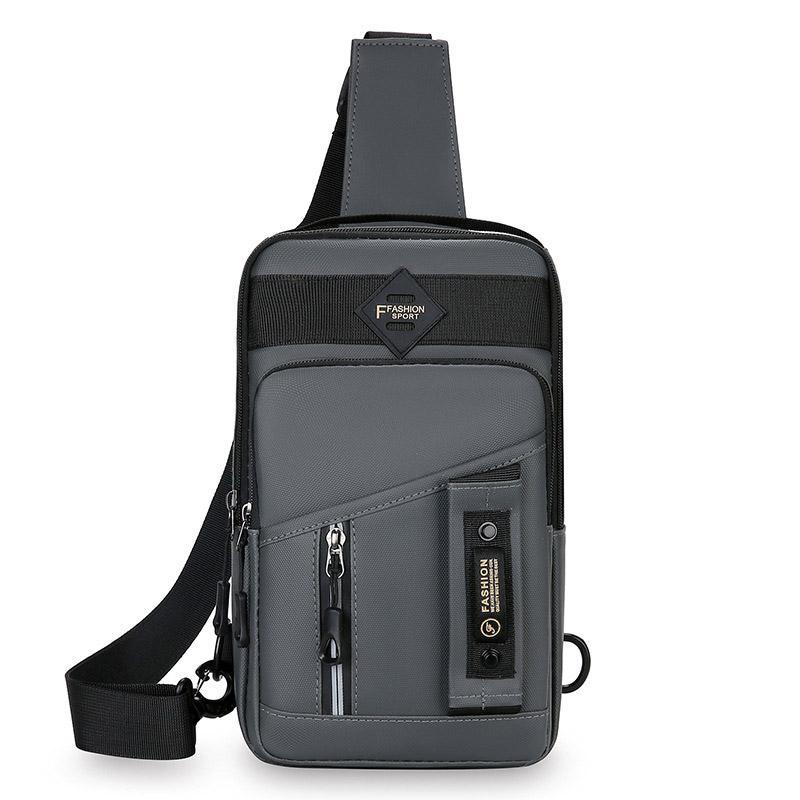 Premium Grey Men's Waterproof Multifunctional Crossbody Bag 17x7x30cm