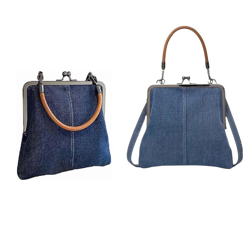 Denim Crossbody Bag Women - Handmade Light Blue Tote