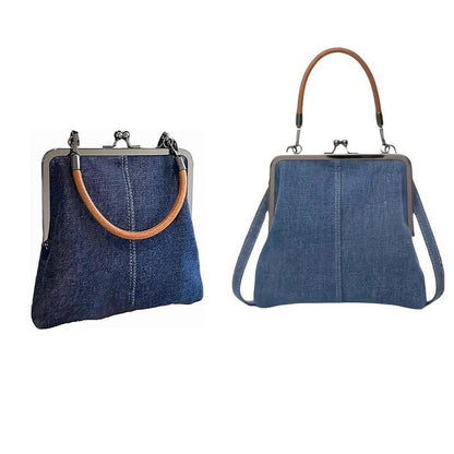 Denim Crossbody Bag Women - Handmade Light Blue Tote