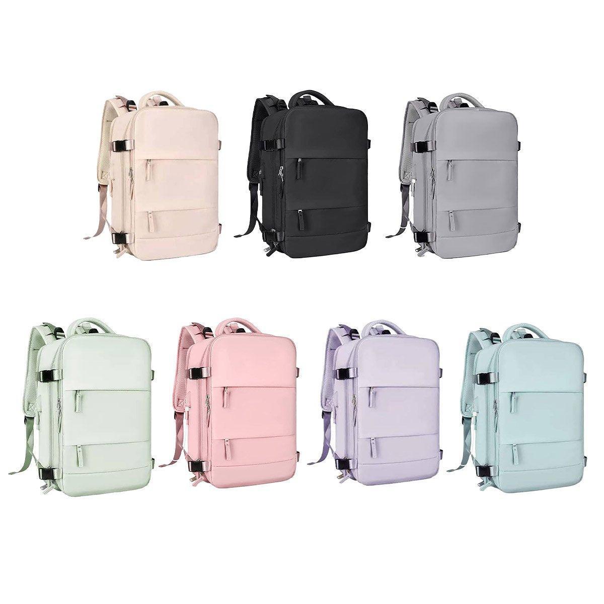 Waterproof Travel Backpack 15.6" Laptop Compartment USB Charging Pink