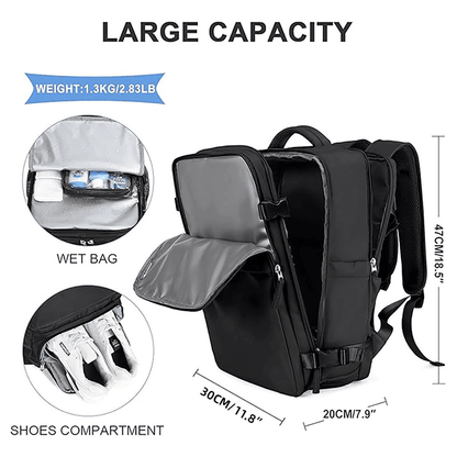 Waterproof Travel Backpack 15.6" Laptop Compartment USB Charging Pink