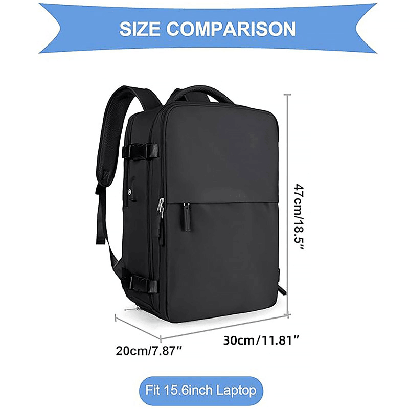 Waterproof Travel Backpack 15.6" Laptop Compartment USB Charging - Purple - SuperSaverAU - view 3