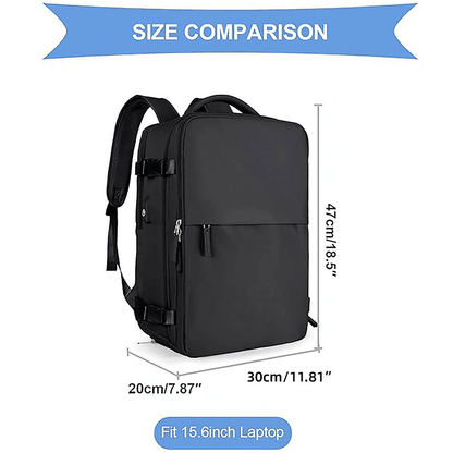 Waterproof Travel Backpack 15.6" Laptop Compartment USB Charging - Purple