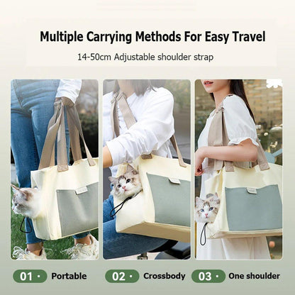 Portable Breathable Adjustable Crossbody Pet Carrier Bag Large Capacity for Pet - Blue