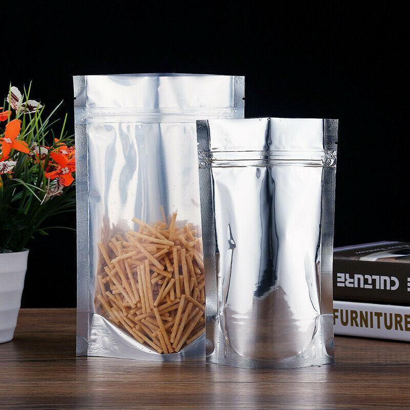 Premium Clear Mylar Stand Up Zip Lock Pouches – 15 x 22 + 4cm, 50 Pack