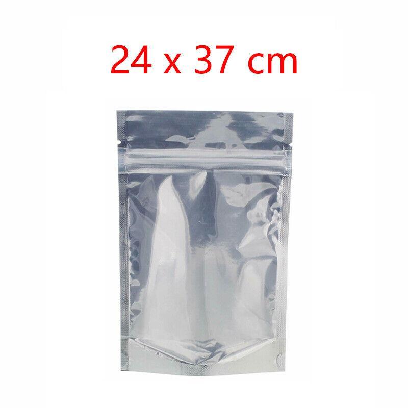 Premium Clear Mylar Stand Up Zip Lock Pouches – 15 x 22 + 4cm, 50 Pack