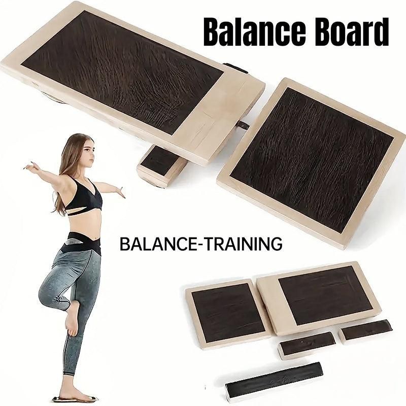 Premium Wooden Yoga Balance Board with Textured Non-Slip Surface