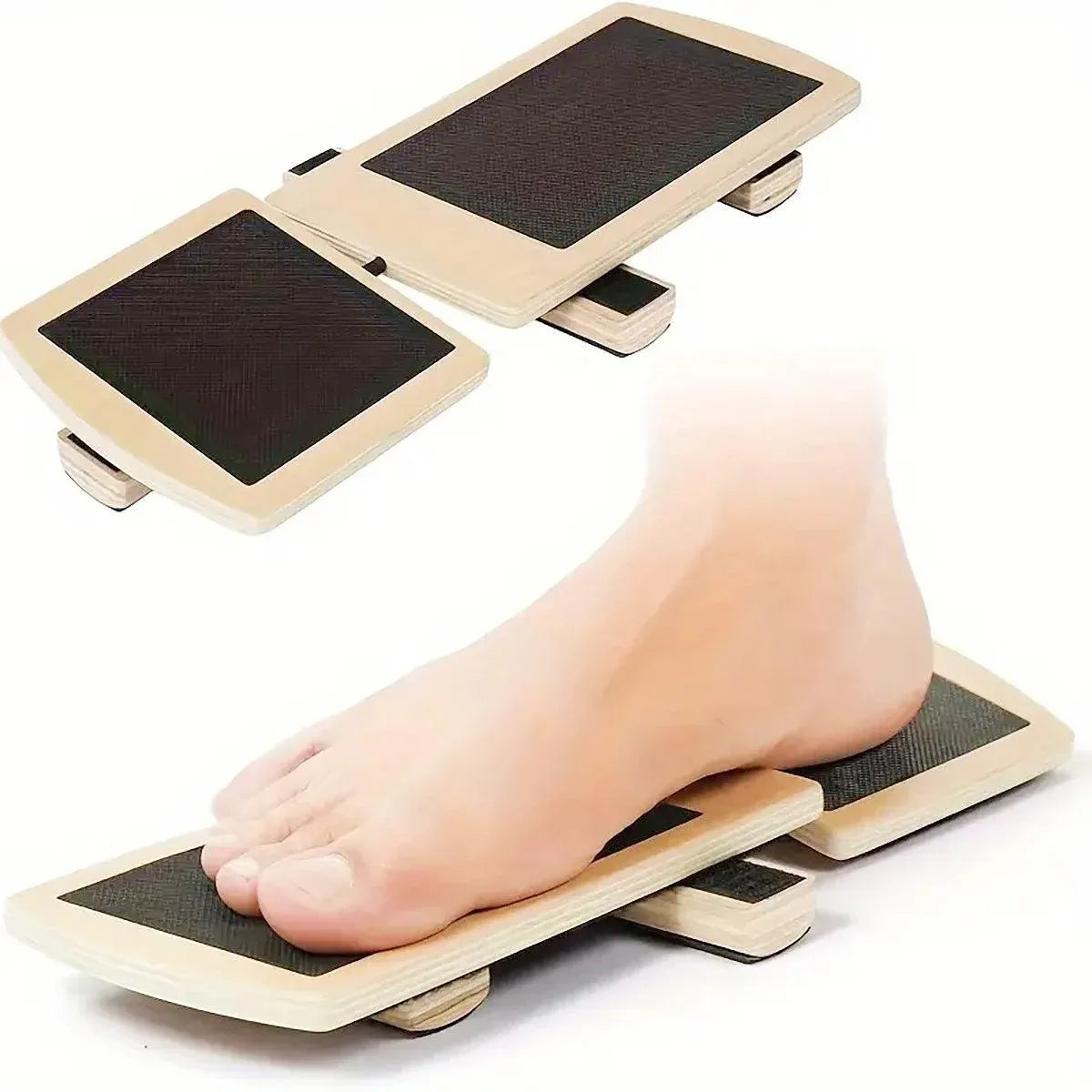 Premium Wooden Yoga Balance Board with Textured Non-Slip Surface