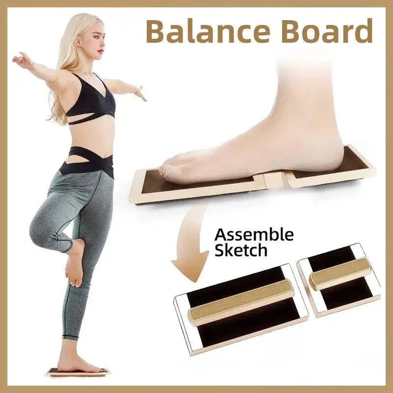 Premium Wooden Yoga Balance Board with Textured Non-Slip Surface