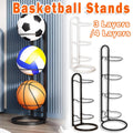 Premium 3-Layer Carbon Steel Basketball Storage Rack Holds 3 Balls - White