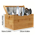 Portable Bamboo Storage Basket Organizer, 4 Compartments, 9.06 x 3.94 x 7.87 inches - SuperSaverAU - view 3