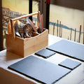 Portable Bamboo Storage Basket Organizer, 4 Compartments, 9.06 x 3.94 x 7.87 inches - SuperSaverAU - view 4