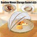 Bamboo Woven Storage Basket with Mesh Cover for Fruits & Vegetables - 42CM - SuperSaverAU - view 1