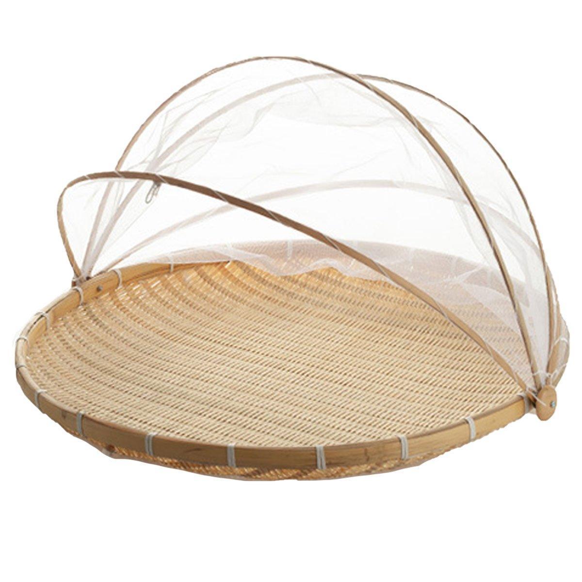 Bamboo Woven Storage Basket with Mesh Cover for Fruits & Vegetables - 42CM - SuperSaverAU - view 4