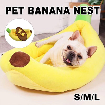 Cute Banana Shape Pet Bed - Winter Warm Dog Cat Kennel Cozy Mat - S