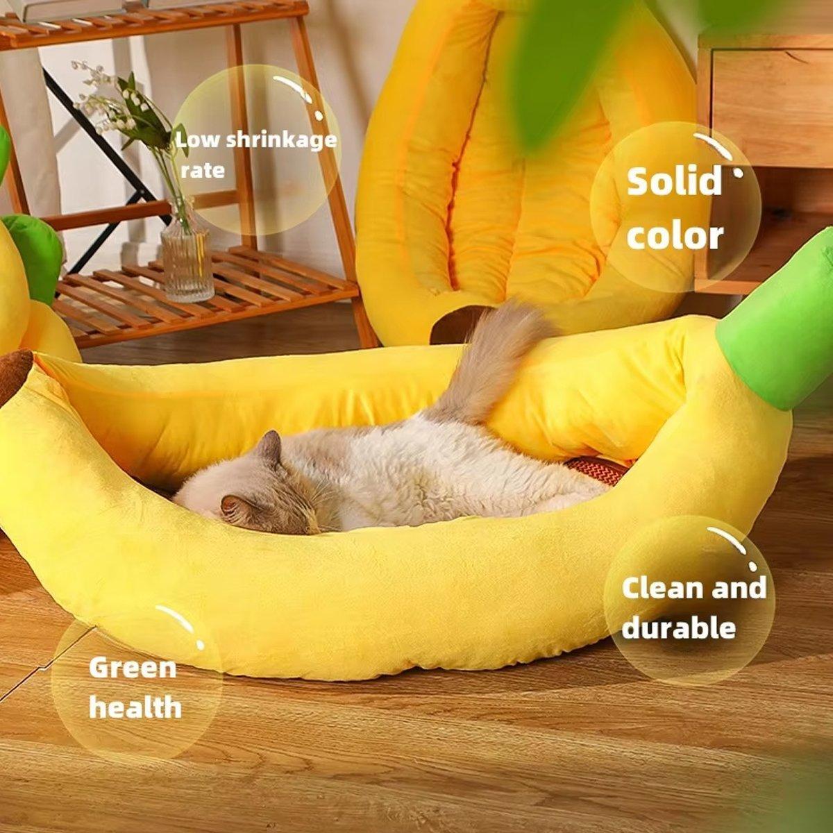 Cute Banana Shape Pet Bed - Winter Warm Dog Cat Kennel Cozy Mat - S