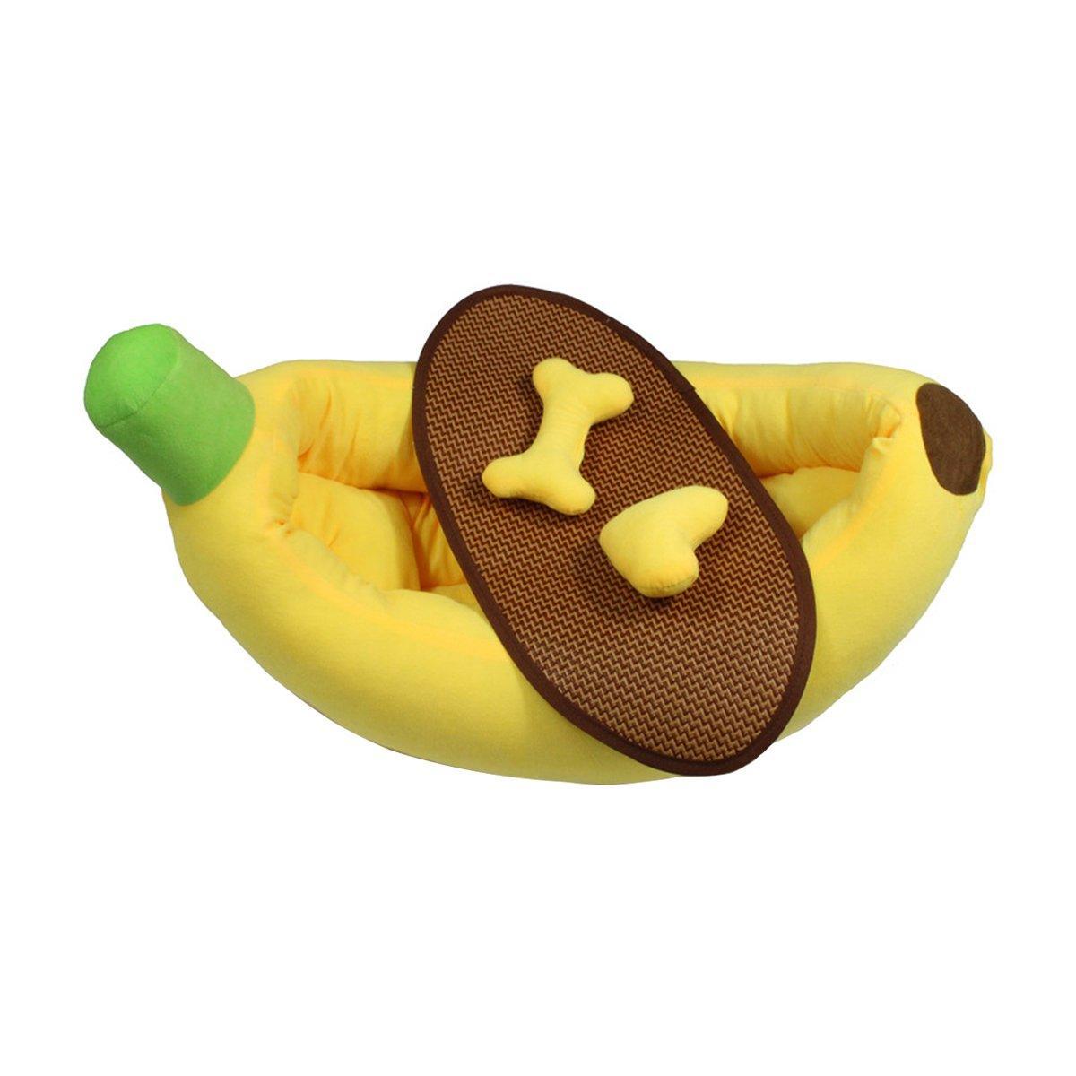 Cute Banana Shape Pet Bed - Winter Warm Dog Cat Kennel Cozy Mat - S