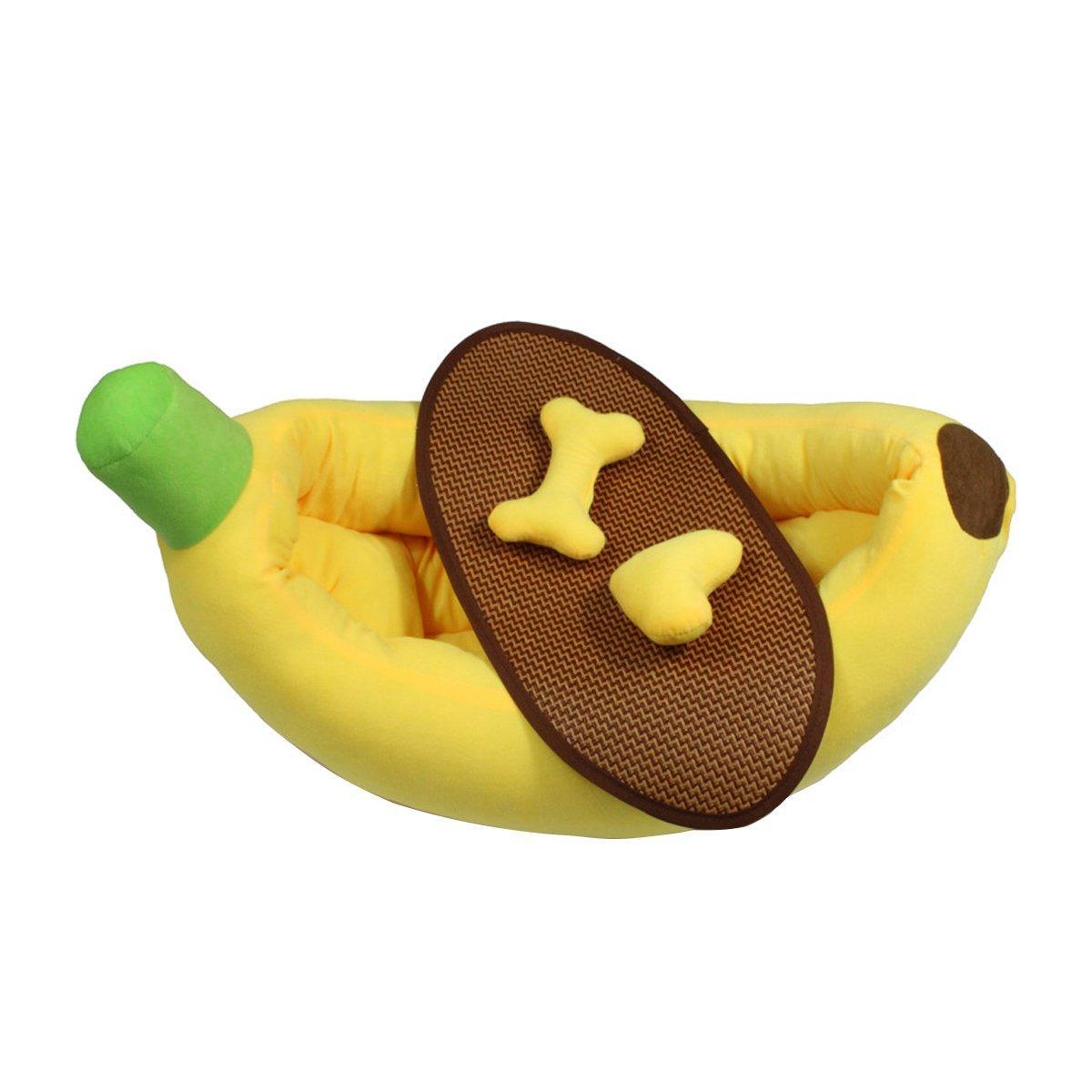 Cute Banana Shape Pet Bed - Winter Warm Dog Cat Kennel Cozy Mat - S