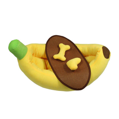 Cute Banana Shape Pet Bed - Winter Warm Dog Cat Kennel Cozy Mat - S