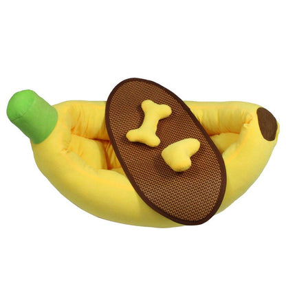 Cute Banana Shape Pet Bed - Winter Warm Dog Cat Kennel Cozy Mat - S