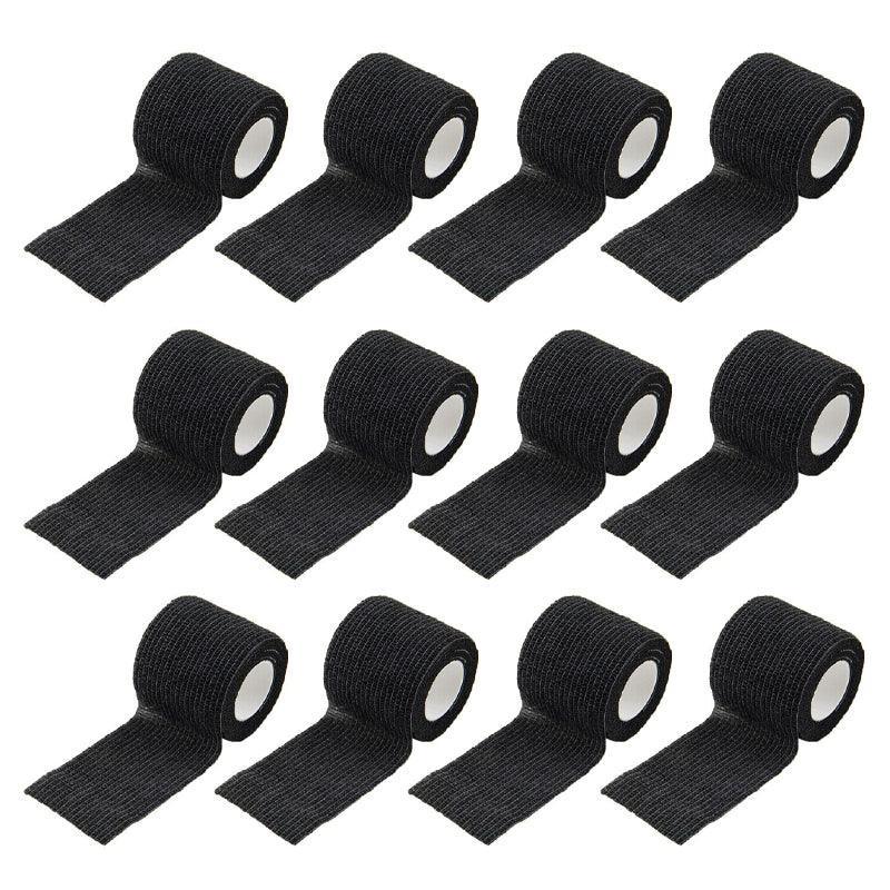 Premium Self Adhesive Cohesive Wrap Bandage 12 Pack - Black 5cm x 4.5m
