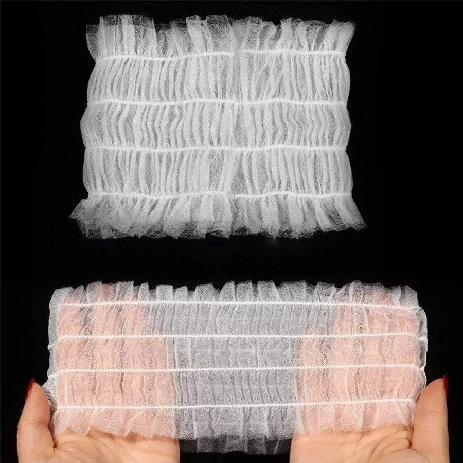 Premium 100pcs White Disposable Salon Hair Bands Non-Woven Facial Spa Headbands