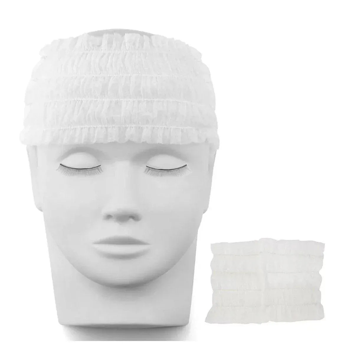 Premium 100pcs White Disposable Salon Hair Bands Non-Woven Facial Spa Headbands