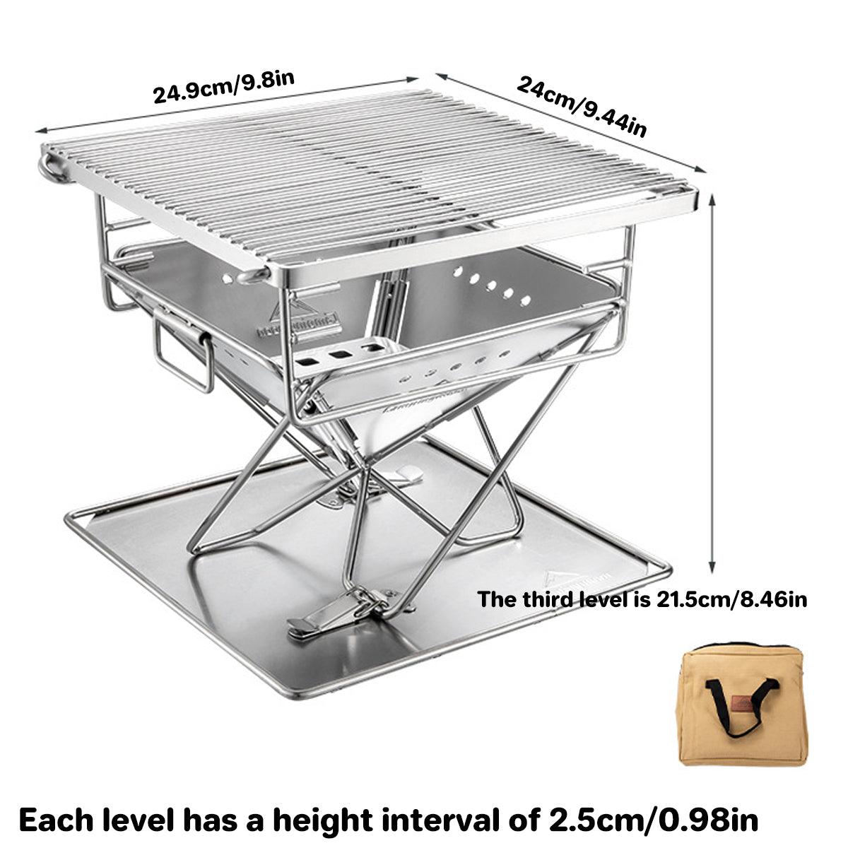 Camping Stainless Steel Collapsible BBQ Grill, 9.8x9.44x8.46 inches, Foldable & Portable - SuperSaverAU - view 2