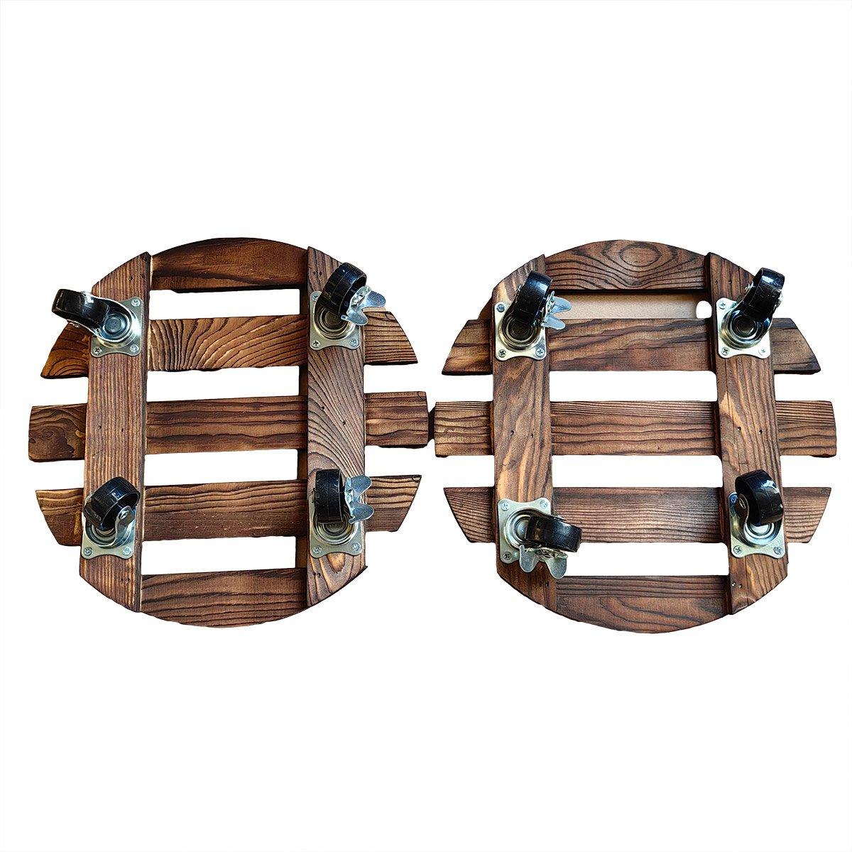 Solid Wood Round Planter Base with 360° Rotation, 220 lbs Capacity, 11.81 x 2.56 inches