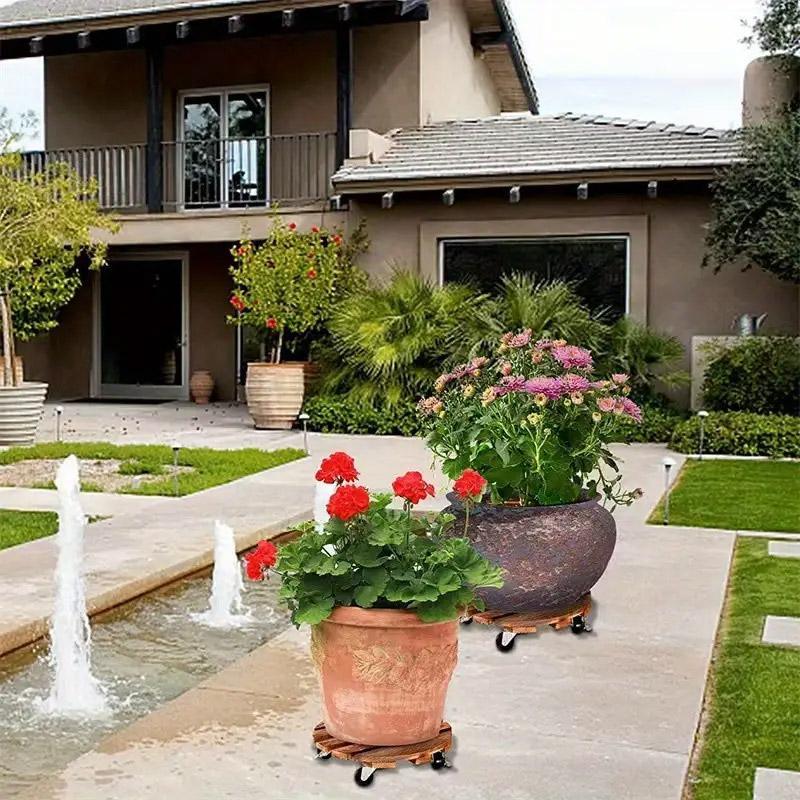 Solid Wood Round Planter Base with 360° Rotation, 220 lbs Capacity, 11.81 x 2.56 inches - SuperSaverAU - view 4