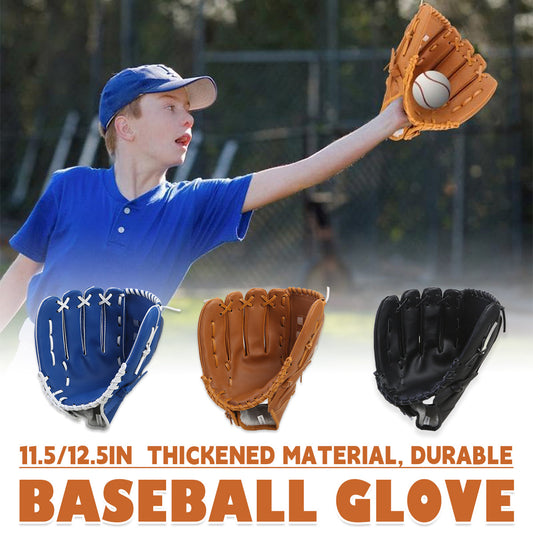 Baseball Softball Glove Thickened PU Leather Training Mitt 11.5in - Brown