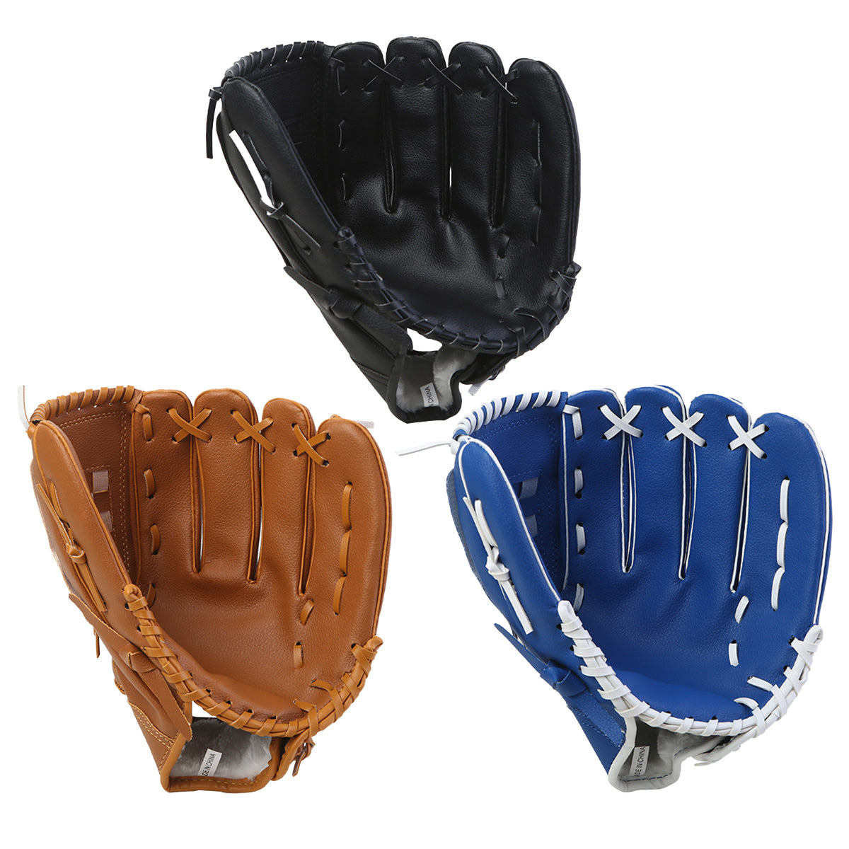 Baseball Softball Glove Thickened PU Leather Training Mitt 11.5in - Brown