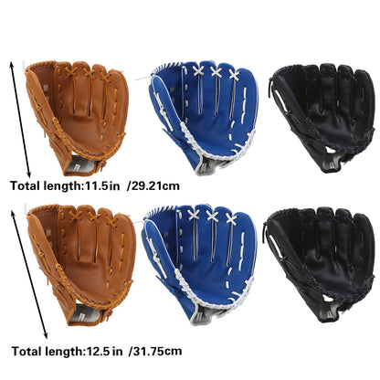 Baseball Softball Glove Thickened PU Leather Training Mitt 11.5in - Brown
