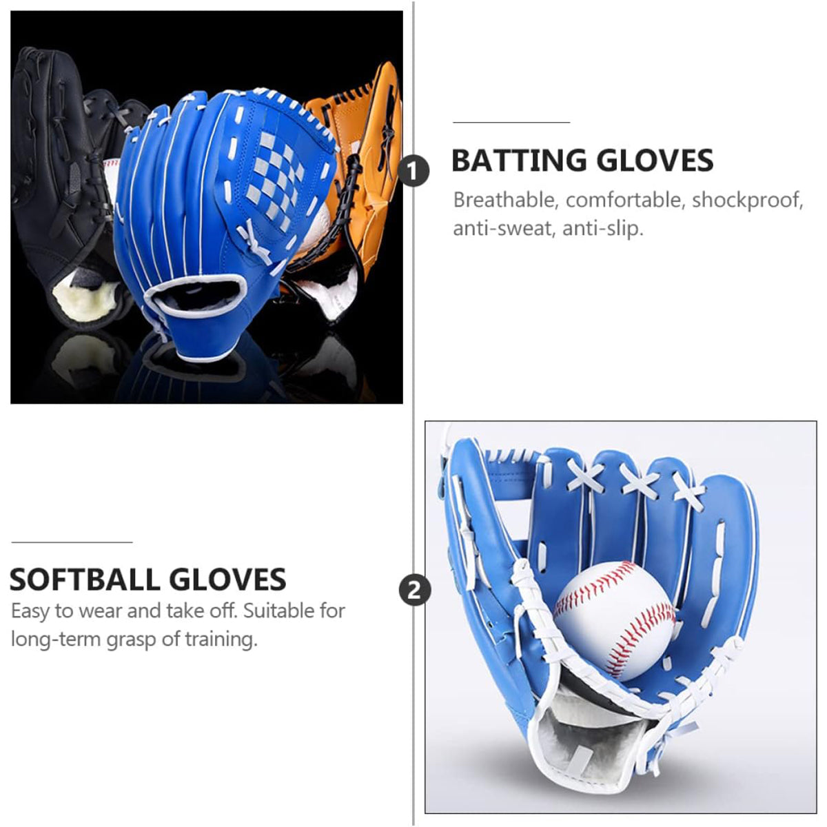 Premium Brown 11.5 Inch PU Baseball Softball Glove Training Mitt