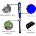 Premium Alloy Steel Baseball Bat with Anti-Slip Grip - Blue, 25 Inch