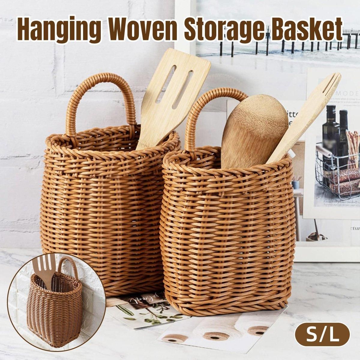 Premium Vintage Wall Hanging Basket – Natural Brown 12cm with Handle
