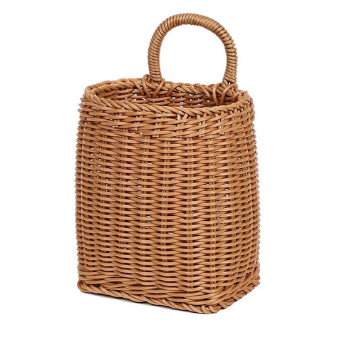 Premium Vintage Wall Hanging Basket – Natural Brown 15cm with Handle