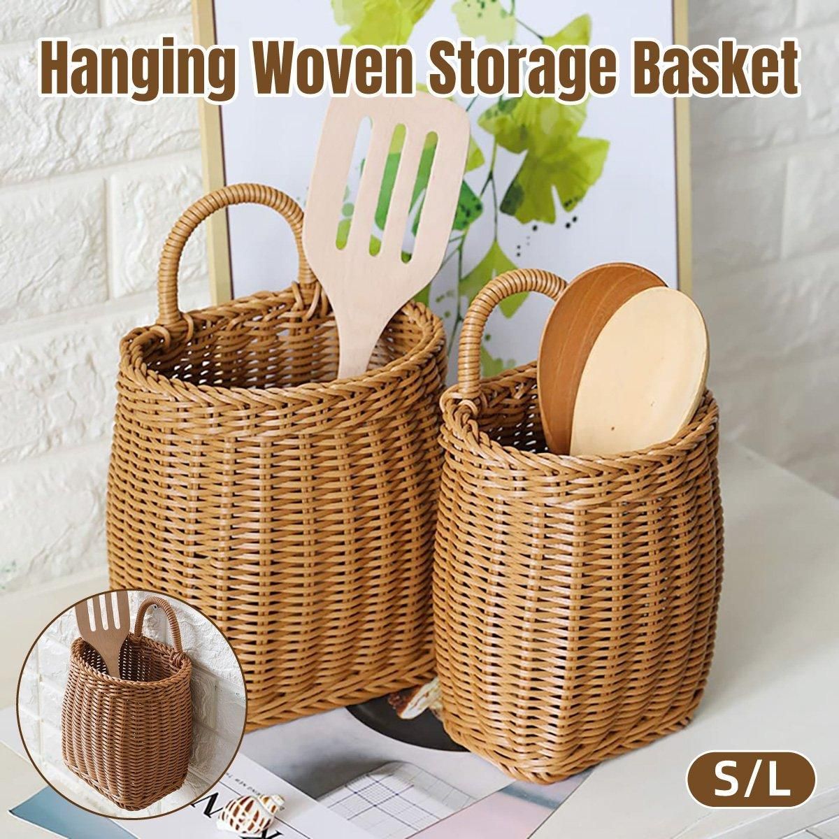 Premium Vintage Wall Hanging Basket – Natural Brown 15cm with Handle
