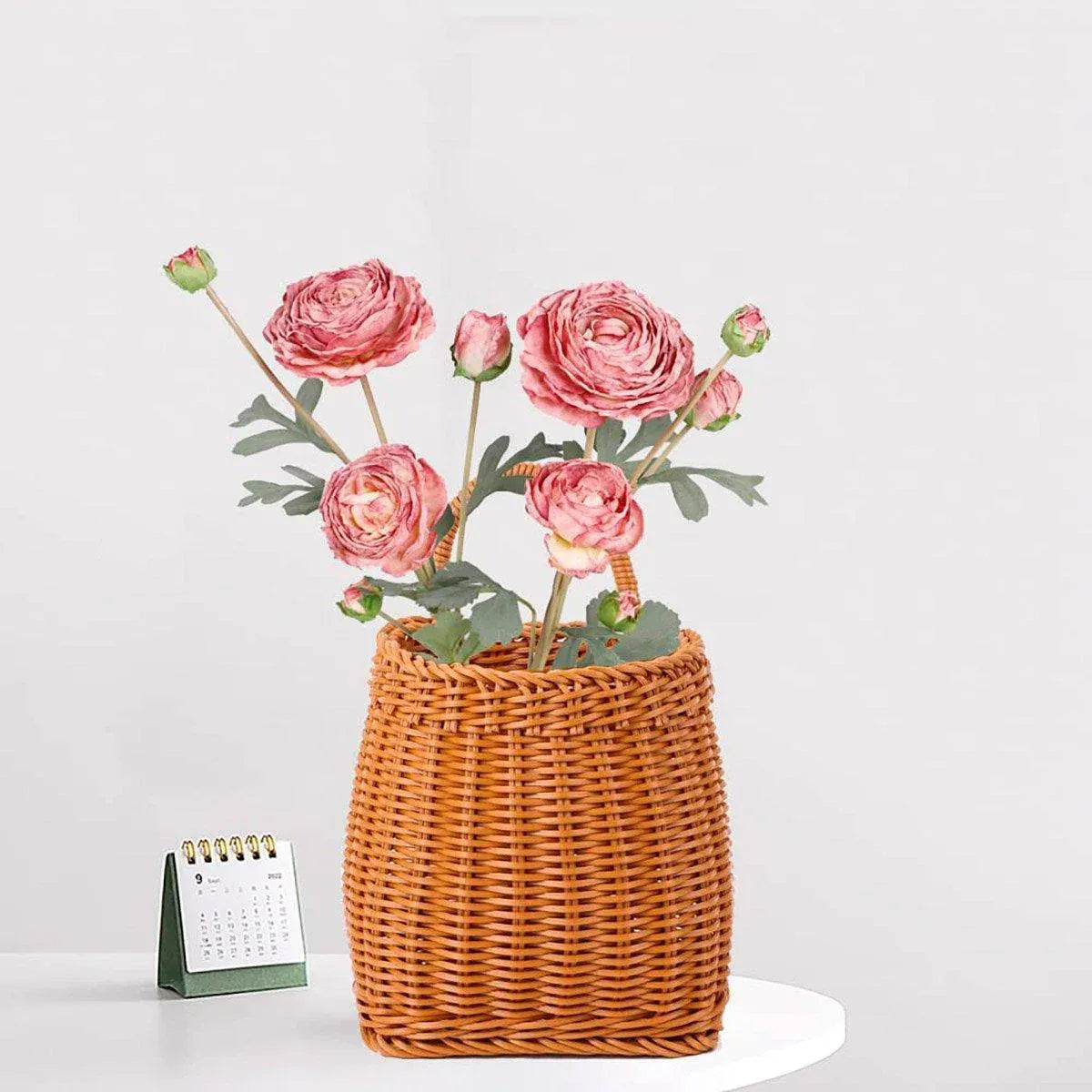 Premium Vintage Wall Hanging Basket – Natural Brown 15cm with Handle