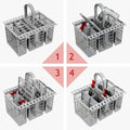Premium Grey Universal Dishwasher Cutlery Basket with Detachable Handle