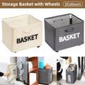 Beige Rolling Storage Basket with Wheels for Under Desk Organisation - SuperSaverAU - view 1