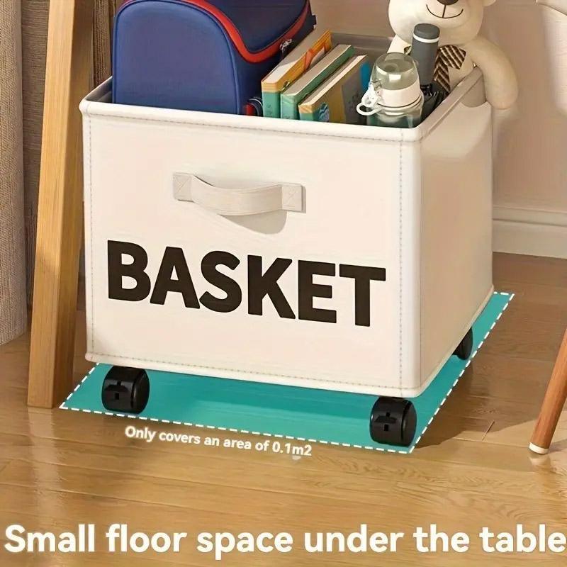 Beige Rolling Storage Basket with Wheels for Under Desk Organisation - SuperSaverAU - view 4