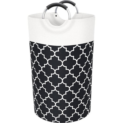 Premium 82L Foldable Laundry Basket – Black with Metal Frame