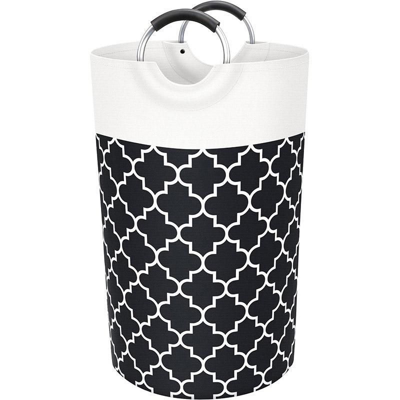 Premium 82L Foldable Laundry Basket – Black with Metal Frame
