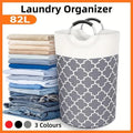 Premium 82L Foldable Laundry Basket – Black with Metal Frame