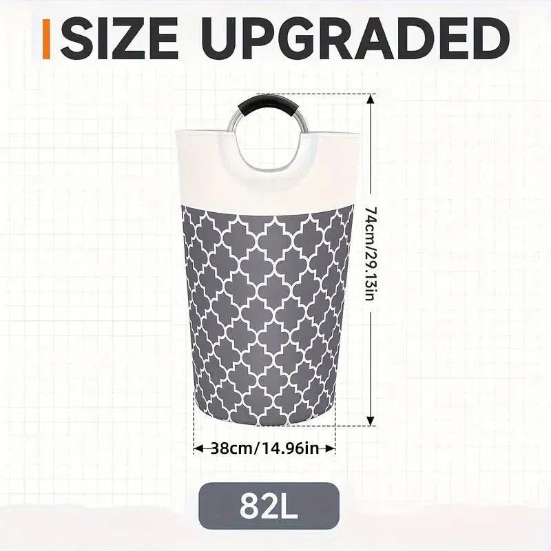 Premium 82L Foldable Laundry Basket – Black with Metal Frame