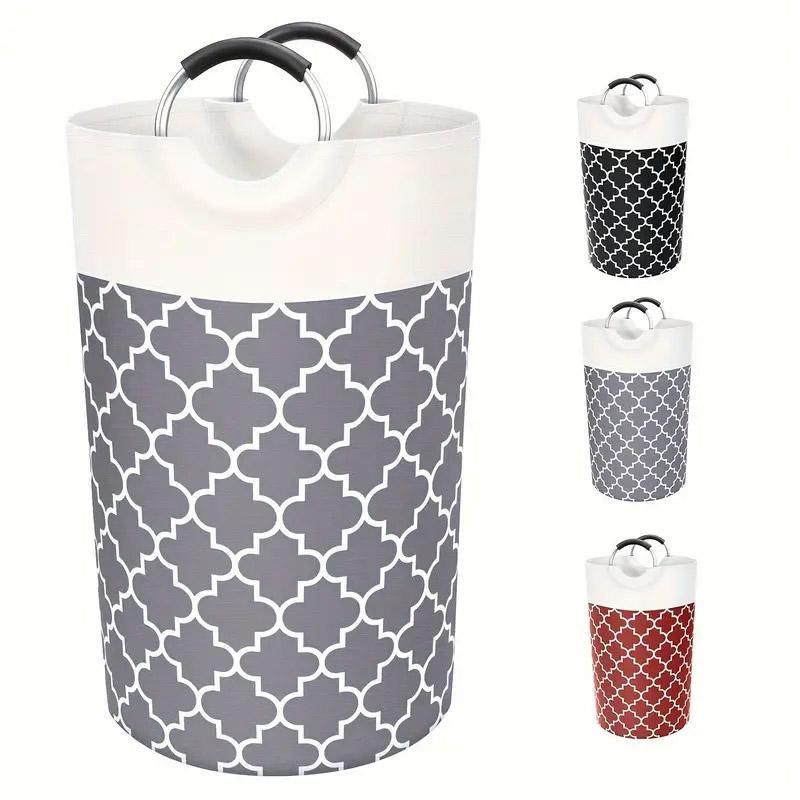 Premium 82L Foldable Laundry Basket – Grey with Metal Frame